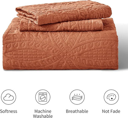 Love's cabin Oversized King Size Quilt Bedding Set Umber Bedspreads - Oversized King Lightweight Bedspread Comforter - Coin Pattern Coverlet for All Season - 3 Pieces (1 Quilt, 2 Pillow Shams)