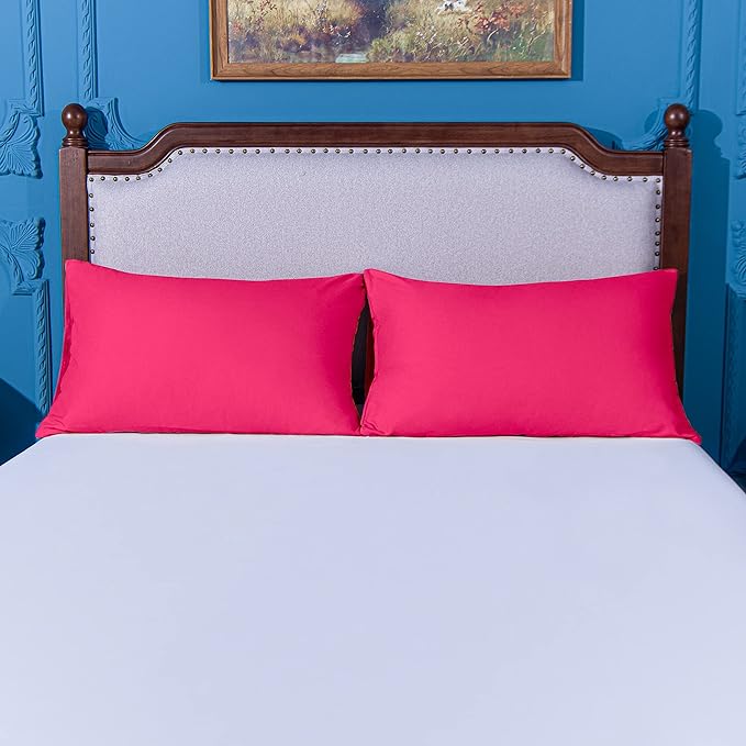 NTBAY Standard Pillowcase Set - 2 Pack Brushed Microfiber 20x26 Pillowcases - Soft, Wrinkle-Free, Fade-Resistant, Stain-Resistant, Magenta Pillowcases with Envelope Closure - 20x26 Inches, Magenta