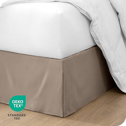 Bare Home King Bed Skirt - 15-Inch Tailored Drop Easy Fit - Bed Skirt for Beds - Center & Corner Pleats (King, Taupe)