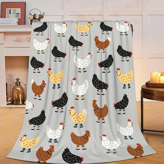 Chicken Blanket Super Soft Warm Fluffy Fleece Flannel Hen Animal Throw Blanket Cozy Fuzzy Plush Stuff Bedding Blankets Gifts for Women Kids Boys Girls Adults 80"X60"