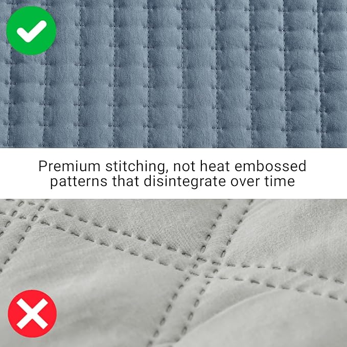 WRENSONGE King Size Quilt-3 Pieces Lightweight Bedspreads Oxford Blue King Quilt Bedding Set for All Seasons, Soft Summer Coverlet with 2 Pillow Shams Suitable for Bed, Couch, Quilt Blanket