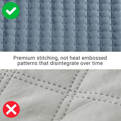 WRENSONGE King Size Quilt-3 Pieces Lightweight Bedspreads Oxford Blue King Quilt Bedding Set for All Seasons, Soft Summer Coverlet with 2 Pillow Shams Suitable for Bed, Couch, Quilt Blanket