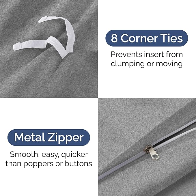Duvet Cover Twin/Twin XL Size Set - Extra Soft Twin/Twin XL Duvet Cover 68" x 90" with 1 Pillow Sham - Hotel Luxury, Easy Care, Fade Free w/ Zipper Closures & Ties - Cozy & Breathable (Heathered Grey)