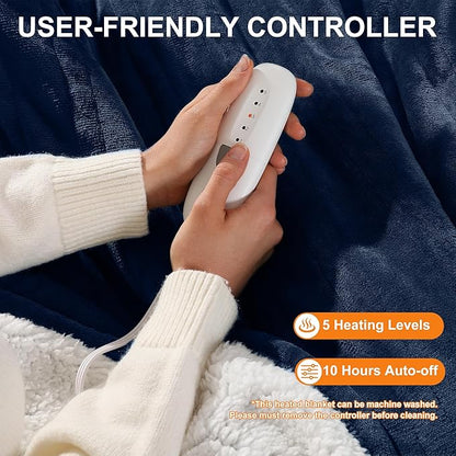 Electric Blanket Full Size Heated Blanket 72''X84'' - Fleece Heated Blankets Washable with 5 Heating Level & 10 Hour Auto Off Heated Lap Blanket for Office, Chair Blanket for Winter, Great Gift Ideas