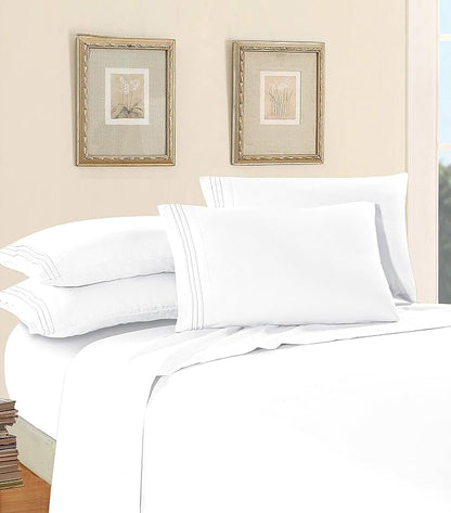 Elegant Comfort Luxury 1500 Premium Hotel Quality Microfiber 4-Piece Sheet Set - Wrinkle Resistant, All Around Elastic Fitted Sheet, Deep Pocket up to 16", Twin/Twin XL, White