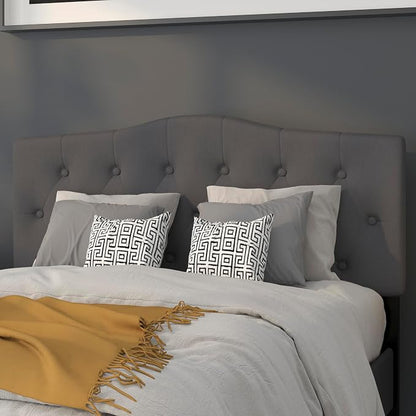 EMMA + OLIVER Tufted Upholstered Full Size Headboard in Dark Gray Fabric