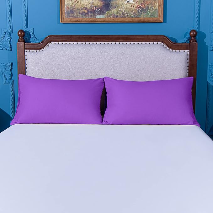 NTBAY King Pillowcase Set - 2 Pack Brushed Microfiber 20x40 Pillowcases - Soft, Wrinkle-Free, Fade-Resistant, Stain-Resistant, Purple Pillowcases with Envelope Closure - 20x40 Inches, Purple