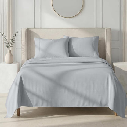 California Design Den Thick and Natural Queen Sheet Set 100% Cotton - 1000 Thread Count Sateen, Durable Bed Sheets Queen Set - Light Grey
