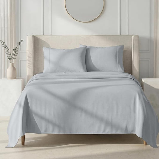 California Design Den Thick and Natural Queen Sheet Set 100% Cotton - 1000 Thread Count Sateen, Durable Bed Sheets Queen Set - Light Grey