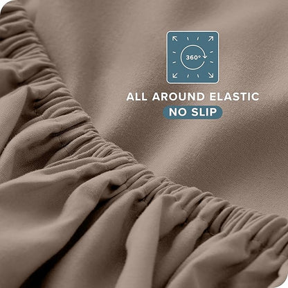 Bare Home Twin Sheet Set - 1800 Ultra-Soft Microfiber Twin Bed Sheets - Double Brushed - Deep Pockets - Easy Fit - 3 Piece Set - Bedding Sheets & Pillowcases (Twin, Taupe)