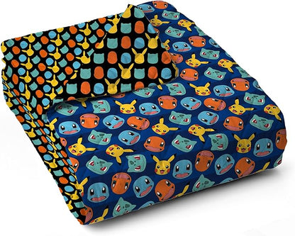 Northwest Pokemon Striped Favorites Twin Quilted Blanket, Cozy Fantasy Bedding for Gamers, Kids & Adults, Throw for Bedroom, Sofa, or Game Room Décor, 60 x 90 Inches