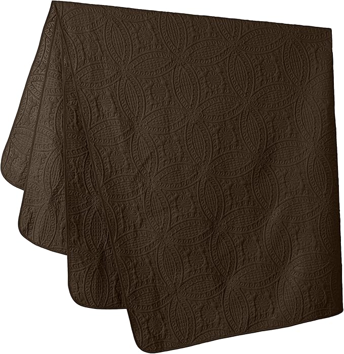 Chezmoi Collection Austin 3-piece Oversized Bedspread Coverlet Set (Queen, Chocolate) | Oversized, Lightweight, Fade Resistant