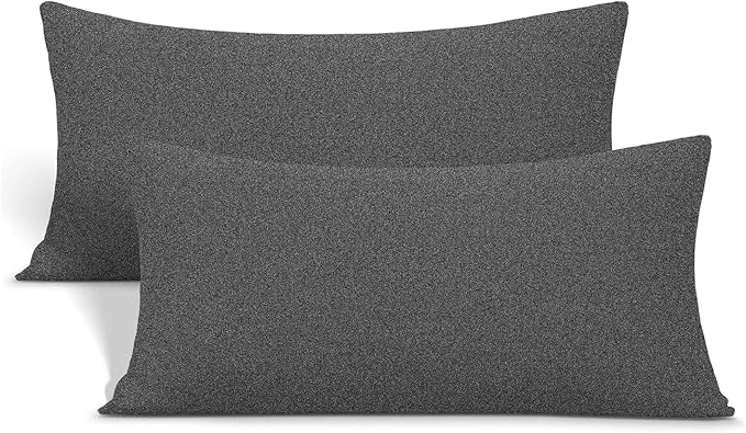 Jersey Knit Small Pillowcases - Mini Pillow Cases for Travel or Toddler Pillows Sized 12x16, 13x18 or 14x20, Ultra Soft Envelope, Microfiber, Set of 2, Hemp Gray