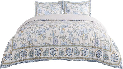 Bedsure Duvet Cover King Size - Reversible Paisley Scrolls Floral Duvet Cover Set with Zipper Closure, 3 Pieces Oat Milk Bedding Set with 8 Corner Ties and 2 Pillow Shams 20"x36"