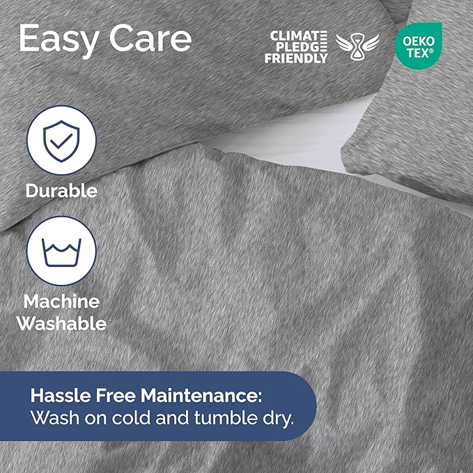 Duvet Cover Queen Size Set - Extra Soft Queen Duvet Cover 90" x 90" with 2 Pillow Shams - Hotel Luxury, Easy Care & Fade Free with Zipper Closures & Ties - Comfy, Cozy & Breathable (Heathered Grey)