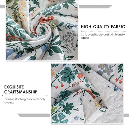 Travan 3-Piece Quilt Set Quilted Bedspread Lightweight Coverlet Set Garden Style Floral Printed Oversized Quilted Bedding Set with Shams for All Season, Exquisite, Queen Size