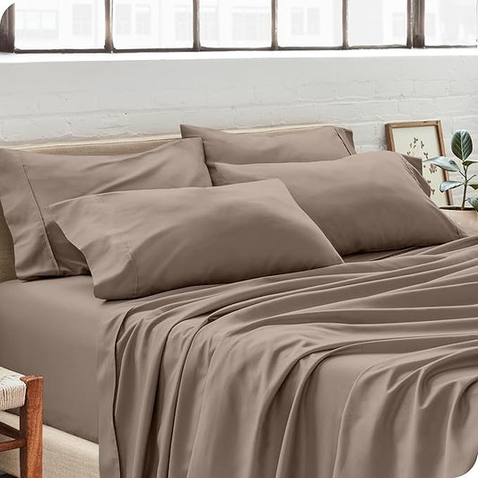 Bare Home Microfiber Bulk Pillow Cases - Standard/Queen Size Set of 4 - Cooling Pillowcases - Double Brushed - Taupe Pillowcases 4 Pack - Easy Care (Standard - 4 Pack, Taupe)