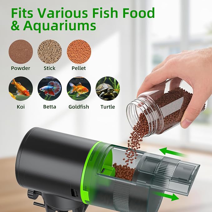 Freesea Automatic Fish Feeder for Aquarium: One-Touch Easy Setup & 3 Timers | 7-14 Day Supply with 200ML Food Dispenser - Worry-Free Vacation Feeding for Betta Turtle Tank