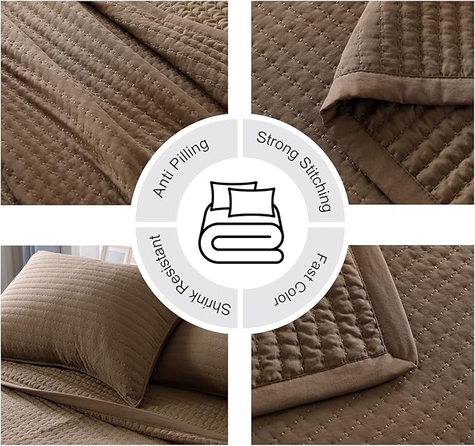 Twin Quilt Set – 68"x86" Soft Washed 3-Layer Lightweight Bedspread with Multi-Lock Quilting, Minimalist Nordic Bedding, All-Season Quilt for Spring, Summer & Fall (1 Quilt + 2 Pillow Shams), Cub