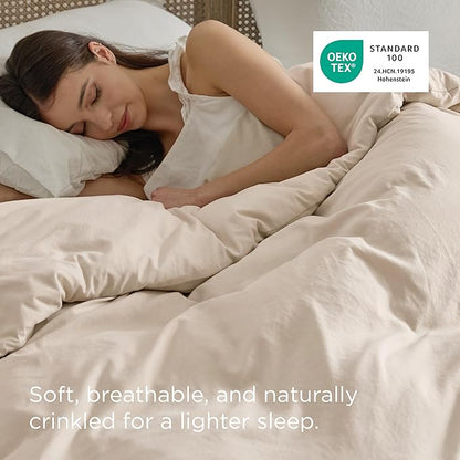 Bedsure Oat Milk Duvet Cover King Size Only - Prewashed Cotton-Like Polyester Extra Soft All Season Bedding, Includes 1 Duvet Cover 104x90 Inches with Zipper Closure, Comforter Not Included