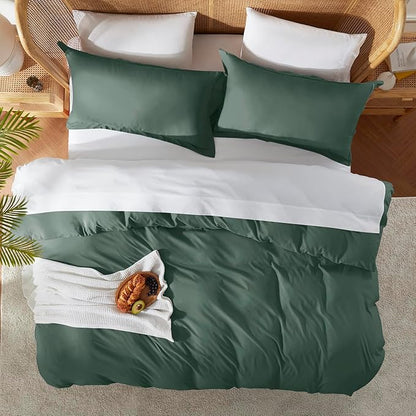 Nestl Twin Duvet Cover Set - Soft Double Brushed Forest Green Duvet Cover Twin XL, 2 Piece, with Button Closure, 1 Duvet Cover 68x90 inches and 1 Pillow Sham