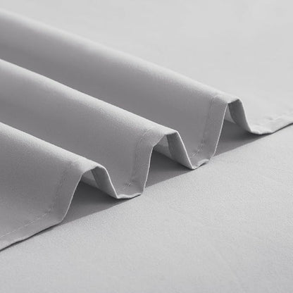 Elegant Comfort Luxurious 1500 Premium Hotel Quality Microfiber Three Line Embroidered Softest 4-Piece Bed Sheet Set, Wrinkle and Fade Resistant, King, Silver-Light Grey