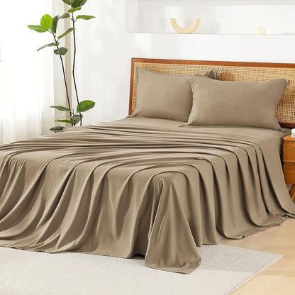 Litanika Taupe California King Size Comforter Set with Sheets - 7 Pieces Bed in a Bag California King Boho Tufted Complete Bedding Sets with Comforter, Sheets, Pillowcases & Shams