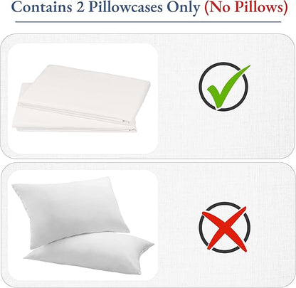 California Design Den Heirloom Soft, Smooth & Thick 800 Thread Count 100% Cotton Sateen, 2 Pillow Cases King Size, Fits King Pillows - True Ivory