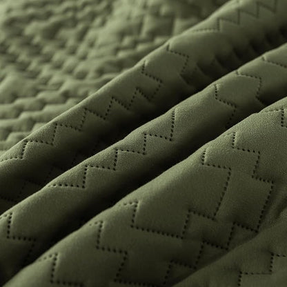 Olive Green Twin Size Quilt Bedding Sets with Pillow Sham, Boho Dark Deep Sage Lightweight Soft Bedspread Coverlet, Quilted Blanket Thin Comforter Bed Cover for All Season, 2 Pieces, 68x90 inches