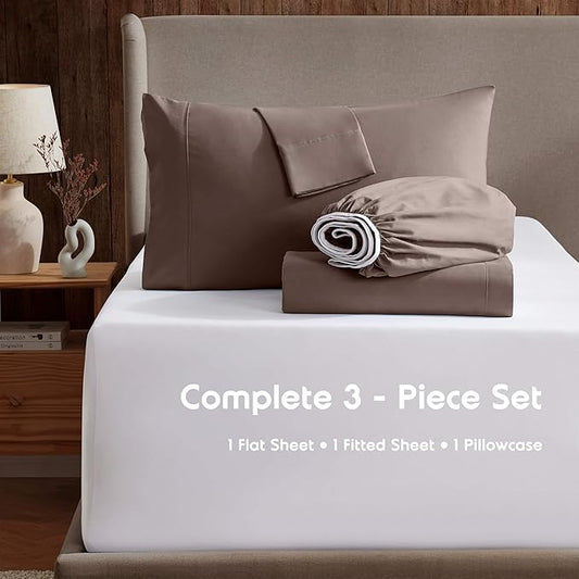 Nestl Twin XL Sheet Set - College Dorm Size - Luxury 1800 Ultra-Soft Microfiber Twin Extra Long Bed Sheets - Deep Pockets - Easy Fit - Extra Soft - 3 Piece Set (Twin XL, Chocolate Brown)