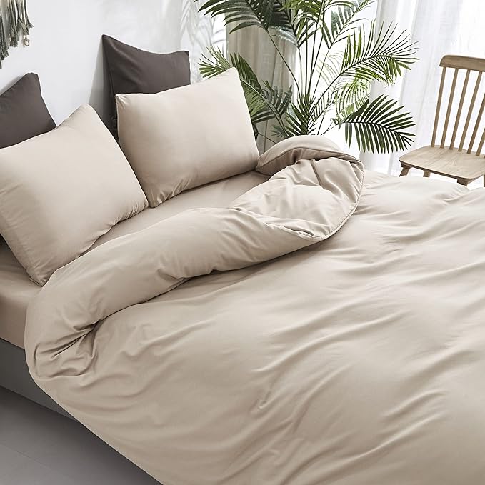 Luxlovery Beige Coffee Comforter Set Twin Light Khaki Bedding Set Kids Teens Bedding Set Solid Cream Coffee Blanket Quilts Ultra Soft Breathable Light Taupe Comforter Set