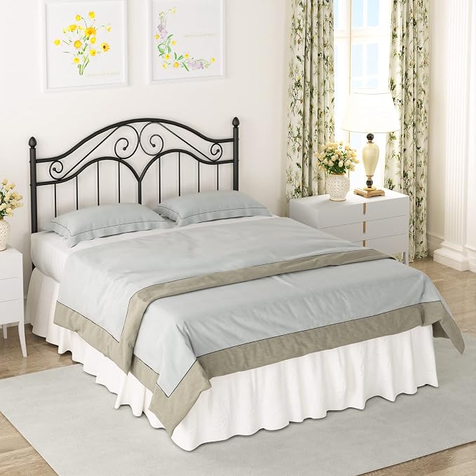 Headboard for Queen Size Bed Frame Vintage Bed Metal Headboard Only | Platform Bed Headboard,Height Adjustable,Sturdy and Stable,Easy Assembly,Black