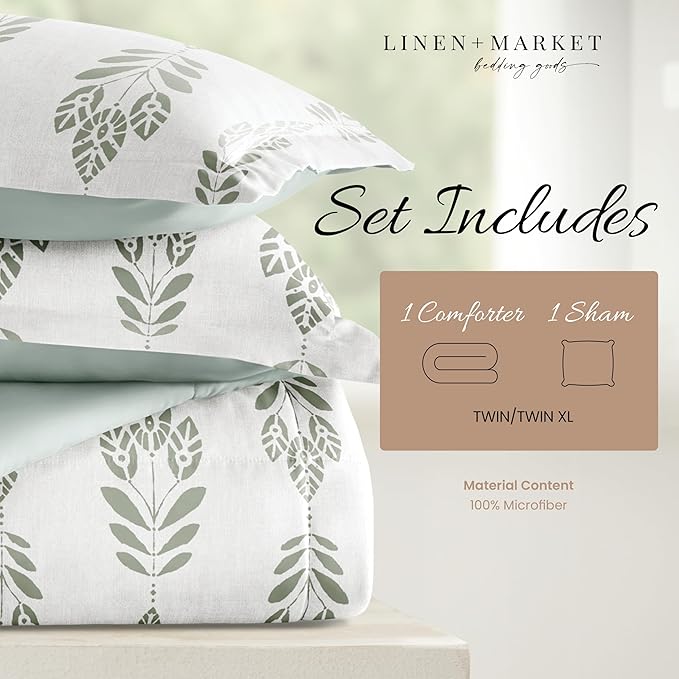 Linen Market Reversible Twin Size Comforter Set (2 Piece) - Bring Luxury Home with Our Soft and Lightweight Down Alternative Comforter Twin Set - This Includes Your Twin Comforter and 1 Pillow Sham
