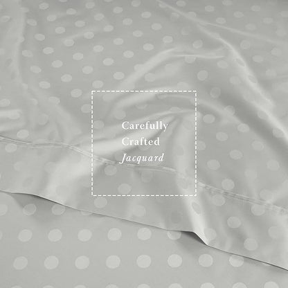 Threadmill Cotton Twin Sheet Set | 100% Cotton Sheets for Twin Size Bed | Damask Jacquard Sateen Twin Bed Sheets Set with 16” Deep Pocket | Soft Breathable 3-Piece Cooling Sheet Set | Light Grey