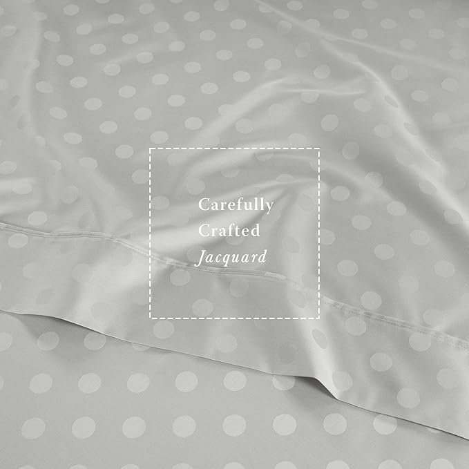 Threadmill Cotton Twin XL Sheet Set | 100% Cotton Sheets for Twin XL Size Bed | Damask Jacquard Sateen Twin XL Bed Sheets Set with 16” Deep Pocket | Soft Breathable 3 pc Cooling Sheet Set | Light Grey