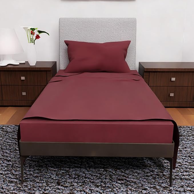 Twin XL Sheets Set - 3 Piece Bedding - Wrinkle Free, Fade Resistant, Double Brushed Microfiber - Deep Pockets/Easy Fit - 1800 Series Ultrasoft, Cooling Sheets (Burgundy)