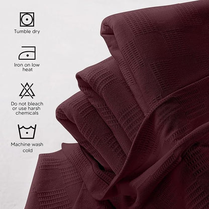Utopia Bedding Burgundy 100% Cotton Blanket [Queen Size - 90x90 Inch] Lightweight, Soft and Breathable Thermal Blanket for All Seasons