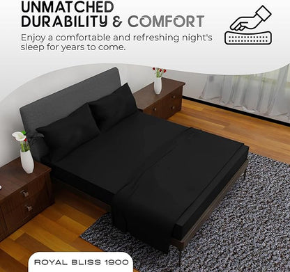 Full Size Bed Sheets – 4Pcs Bed Sheets Full Size Set, Deep Pocket, Double Brushed Microfiber, Fade Resistant, Soft & Breathable for Cozy and Comfortable Sleep(Black)