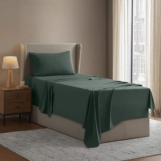 Nestl Twin Sheet Set - 1800 Ultra-Soft Microfiber Twin Bed Sheets - Double Brushed - Deep Pockets - Easy Fit - Extra Soft - 3 Piece Set - Bedding Sheets & Pillowcases (Twin, Forest Green)