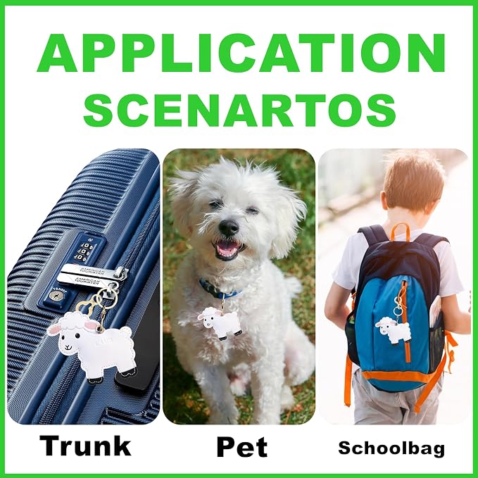 Leather Keychain Holder Case Compatible with AirTag,Cute Protective Cover with Keyring,Anti-Scratch Finder GPS Tracker Case for Wallet Keys,bag,pets,Backpack(White Lamb)