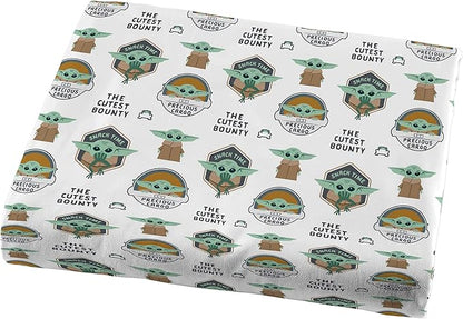 Jay Franco Kids Sheet Cartoon Set with Fitted, Flat Sheets & Pillow Cover - Ultra-Soft Bedding with Pillowcase for Room Decor, White - Mandalorian, 3 Piece Twin