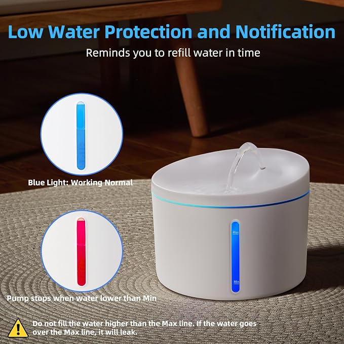 DOGNESS Pet Water Fountain for Cat & Small Dog 108oz/3.2L (D06-White) | Automatic Triple Filtration System,Low-Water Alert,indoor,Melamine materials,whisper-quiet