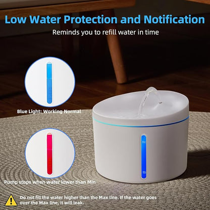 DOGNESS Pet Water Fountain for Cat & Small Dog 108oz/3.2L (D06-White) | Automatic Triple Filtration System,Low-Water Alert,indoor,Melamine materials,whisper-quiet