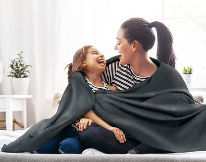 Utopia Bedding Smoke Gray 100% Cotton Blanket [Throw Size - 50x60 Inch] Lightweight, Soft and Breathable Thermal Blanket for All Seasons