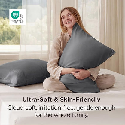 Bedsure Pillow Cases Queen Set of 2 - Dark Grey Double Brushed Microfiber Pillowcases 2 Pack, Super Soft Cooling Pillow Case Covers with Envelope Closure for Kids, Wrinkle, Fade Resistant, 20”x30“