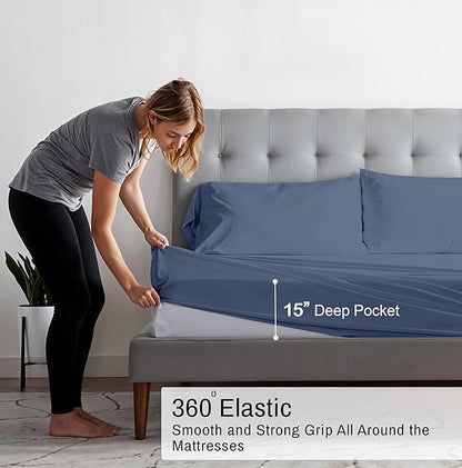 RUVANTI 100% Organic Cotton Sheets Twin XL, Percale Weave, GOTS Certified, 3-Piece Set, Deep Pocket 15", Crisp & Breathable, Soft Durable Bedding, Sábanas Algodón Orgánico – Wild Wind