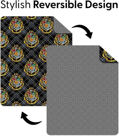 Warner Bros Harry Potter Preppy Hogwarts Quilted Throw Blanket, House Crest Patchwork Design, Adults Boys Girls, Soft Lightweight Bedding for Bed, or Couch, 60 x 80 inches