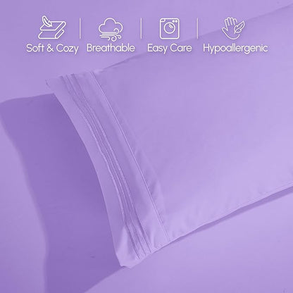 Elegant Comfort Luxurious 1500 Premium Hotel Quality Microfiber 4-Piece Sheet Set, 18-24 Inches Deep - Extra Deep Pocket Sheets - Ultra Soft 4PC Deep Pocket Sheets, King, Lavender
