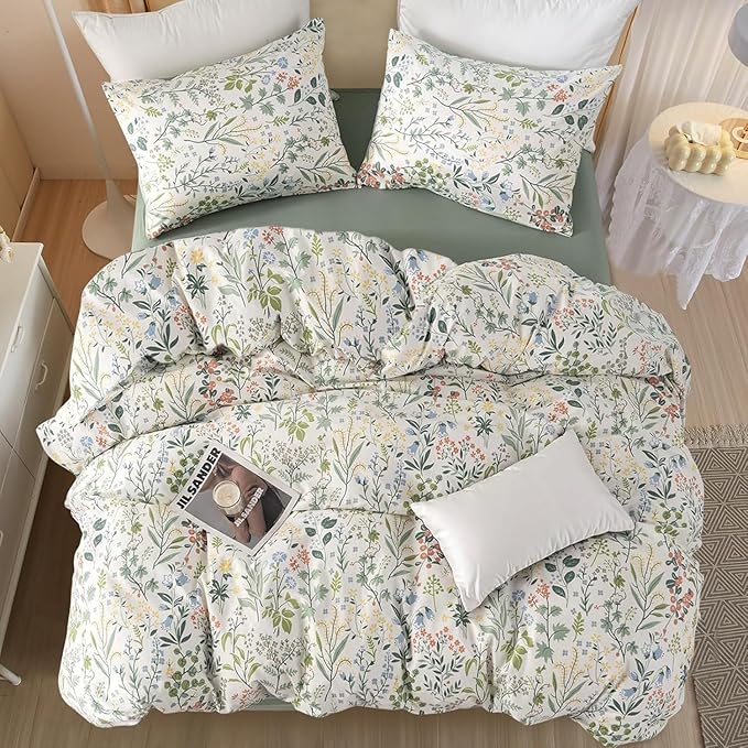 HighBuy Botanical Floral Twin XL Comforter Set Garden Floral Bedding Comforters Lightweight Microfiber Bedding Set Boho Chic Fluffy Soft Flower Comforter Twin XL with 2 Pillowcases,All Season