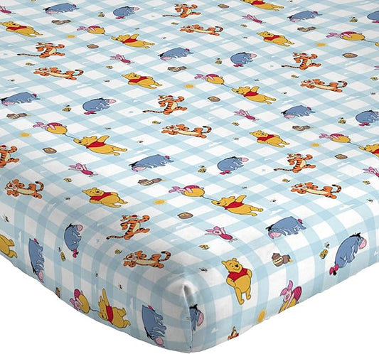 Jay Franco Kids Sheet Set with Fitted, Flat Sheets & Pillow Cover - Ultra-Soft Bedding with Pillowcase for Room Decor, White - Winnie The Pooh, 4 Piece Full